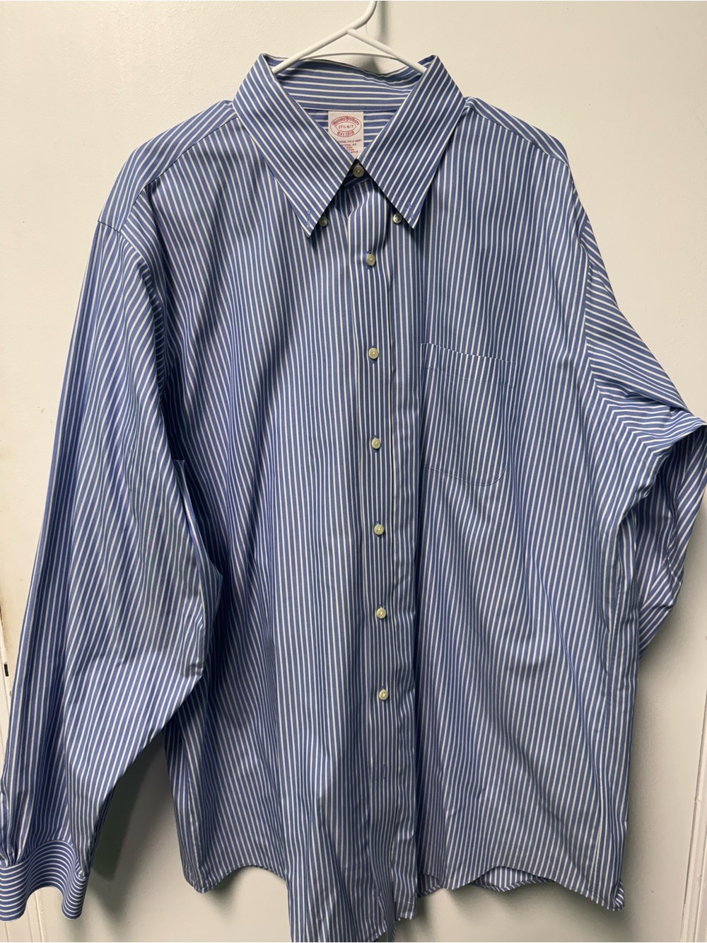 Brooks Brothers Non-Iron Dress Shirt - Blue & White Stripe - Men's 17.5 36/37